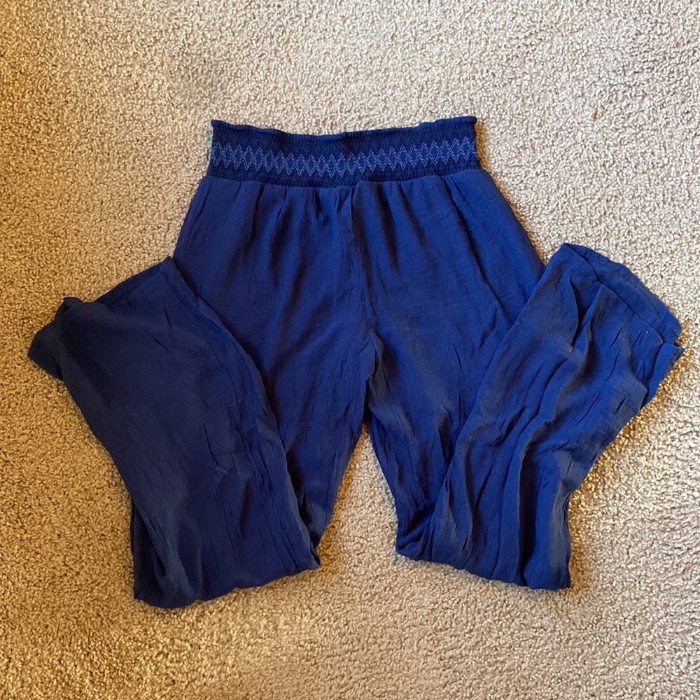 Loose Blue Boho Style Pants